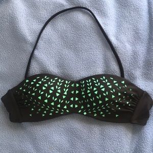 Aeropostale black and teal bandeau swim top